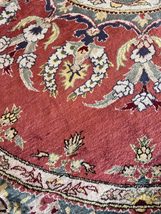 Old round silk Turkish rug 7’x7’ feet ( 2,13x2,13 cm ) nice silk and excellent condition all original AVAILABLE if you need more information please contact sahcarpets@gmail.com 
#round #circcle #silk #silkrug #silkcarpet  ...