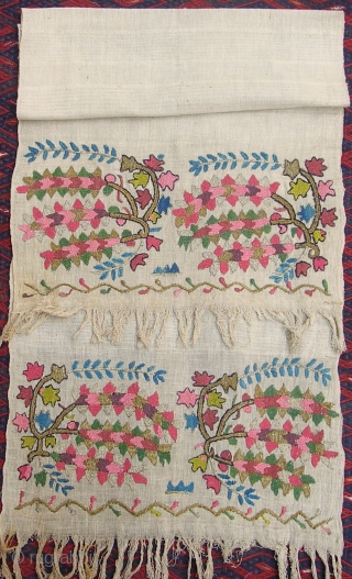 Ottoman Towel ( Peshker) wonderful colours nd excellent condition gold and thread and silk on hand made linen Circa 1900             