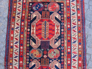 Caucasian Lenkoren rug, restored condition, full pile, all original.
Circa 1910-15.
Size: 2,80 x 1,34 cm // 9 ft 3 in X 4 ft 5 in         