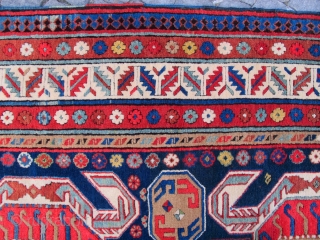 Caucasian Lenkoren rug, restored condition, full pile, all original.
Circa 1910-15.
Size: 2,80 x 1,34 cm // 9 ft 3 in X 4 ft 5 in         
