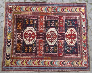 Antique Shirvan rug wonderful colors and very good condition all original it has camel wool and very good pile has size 1,37x1,14 cm Circa 1900        