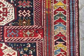 Antique Shirvan rug wonderful colors and very good condition all original it has camel wool and very good pile has size 1,37x1,14 cm Circa 1900        