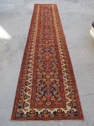 Antique Malayer Runner wonderful colours and repaired condition all orginal Circa 1900                     