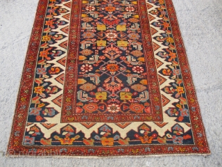 Antique Malayer Runner wonderful colours and repaired condition all orginal Circa 1900                     