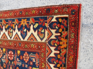 Antique Malayer Runner wonderful colours and repaired condition all orginal Circa 1900                     