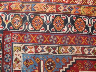 Antique Qashgai rug wonderful colours and nice condition, repaired Circa 1900                      