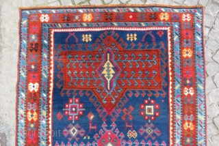 Caucasian Kilim design kasak wonderful colors and excellent condition all original Circa 1930                    