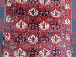 Persian bakhtiari rug wonderful colors , excellent condition all original and very fine quality size 2,96x2,20 cm Circa 1900-1910  
if you want to see more pictures please request l will be  ...