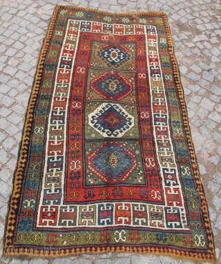 Antique Caucasian Karachohp rug Fantastic Colors it has elittle need repair all orginal no tuch hand (Virgen)
size:2,38x1,30 cm Circa 1870 or 1880           