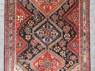 Persian Khamseh rug wonderful colors all original and amazing wool Circa 1900                     