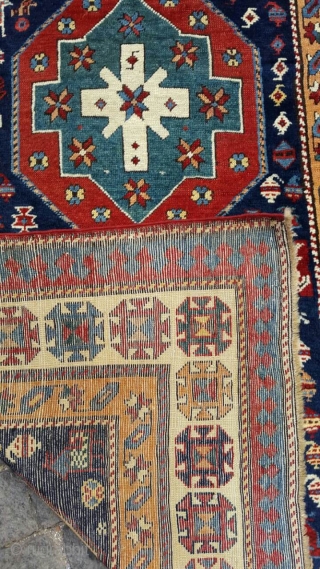 Antique Shahsawen rug Wonderful colors and very good condition all orginal Circa 1870                    