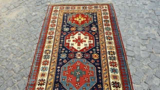 Antique Shahsawen rug Wonderful colors and very good condition all orginal Circa 1870                    