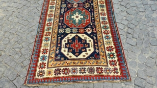 Antique Shahsawen rug Wonderful colors and very good condition all orginal Circa 1870                    