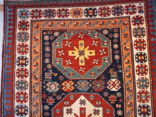 Antique Shahsawen rug Wonderful colors and very good condition all orginal Circa 1870                    