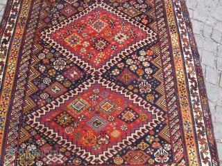 Antique Qashqai wonderful colors and restored condition circa 1890 and size: 2,65 X 1,30 cm                  