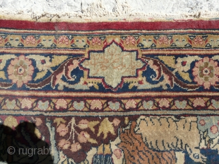 Antique Persian Large Size Carpet. Perhaps Tabriz, Kerman or Khorossan. Wonderful design and excellent condition and all animal  in one rug This carpet represents Noah's Ark and border is  very  ...