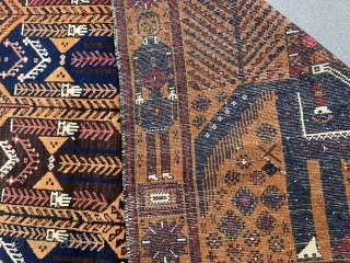 Old Decorative firdewse Baluch rug 3’9”x6’9” feet ( 1,13x2,03 cm ) nice apricot color and like painting art all original AVAILABLE if you want to contact please E-mail: sahcarpets@gmail.com or WhatsApp: +905358635050  ...