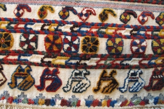 Antique Qashgai Horse Cover Carpet and kilim technics, some synthetic colours and very excellent condition size 1,78x1,70 cm (67 x 70 inchs ) Circa 1910        