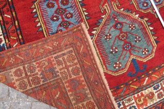 Antique Caucasian Shykly normaly must be Armenia but this one is Kasak made interesting and  wonderful colors and very good condition all orginal and size 2,48 x 1,85 cm ( 98''  ...