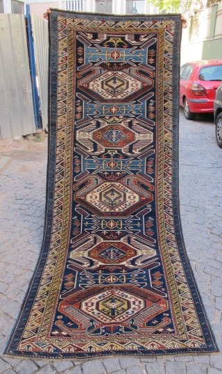 Caucasian Lenkoran rug wonderful colors and very good condition all orginal Circa 1900                    