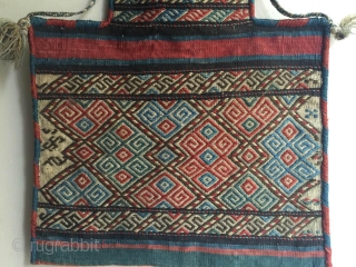 Antique Caucasian salt kilim and jajim techniche bag all orginal and vegetable colors  no tuch hand Circa 1900              