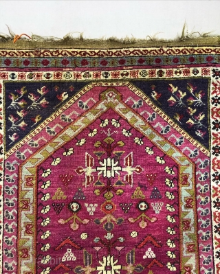 Antique prayer rug wonderful colors and very good condition all original AVAILABLE if need any more information please contact DM - E-mail  sahcarpets@gmail.com  or WhatsApp +905358635050 
Thank you very much  ...