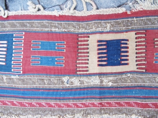 Antique Shirvan kilim fragment amazing colors Circa 1850                         