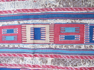 Antique Shirvan kilim fragment amazing colors Circa 1850                         