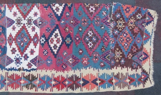 Antique Central Anatolian Kilim Fragment amazing colors and in nice condition all original Circa 1850                  