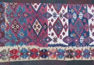 Antique Central Anatolian Kilim Fragment amazing colors and in nice condition all original Circa 1850                  