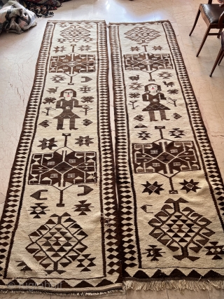 Old Decorative Tribal kilim pair Runner 3’3”x11’10” feet ( 1,00x3,60-3,70 cm ) nice Natural colors and nice conditions all original AVAILABLE if need any more information please contact DM - E-mail   ...
