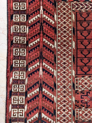 Old Turkoman Engsy rug nice colors and nice conditions all original AVAILABLE if need any more information please contact DM - E-mail  sahcarpets@gmail.com  or WhatsApp +905358635050 
Thank you very much  ...