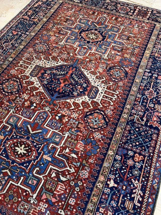 Antique Karaja Rug 4’4”x6’1” feet ( 1,35x1,87 cm ) very nice colors large border and nice conditions all original AVAILABLE if need any more information please contact DM - E-mail  sahcarpets@gmail.com  ...