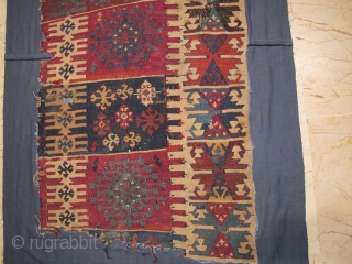 Antique Anatolian Kilim Fragment all colours are natural and wonderful Circa 1850                     