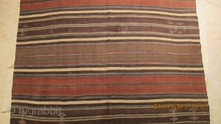 Caucasian Kasak Kilim Very nice stripe kilim with beautiful purple color and size 3,00x 1,60 cm it is need There are only 3 holes the size of walnuts and we did not  ...