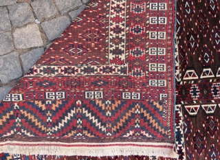 Yurkoman for Tente engsi rug wonderful colors and excellent condition all original size 1,63x1,45 cm and Circa 1910-1920               