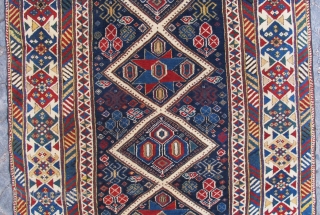 Antique Caucasian Shirvan rug amazing colors and full pile Circa 1880                      