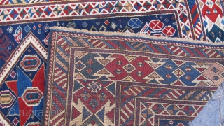 Antique Caucasian Shirvan rug amazing colors and full pile Circa 1880                      