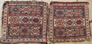 Caucasian sumak saddle bagfaces pair  Circa 1910                         