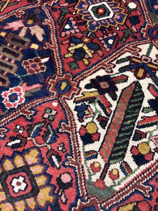 Old and Decorative Bahktiari Carpet 11’6”x13’3” feet ( 3,51x4,05 cm ) very nice tree of Life Garden design , very nice colors and nice conditions all original AVAILABLE if need any more  ...