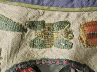 Ottoman gold and thread  textile with silk embroidery  child dinner apron  Circa 1875                 
