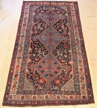 Antique Khamseh rug triple medallion wonderful colors and excellent condition all original Circa 1900- 1910                  