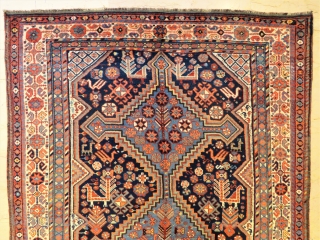 Antique Khamseh rug triple medallion wonderful colors and excellent condition all original Circa 1900- 1910                  