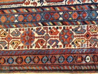 Antique Khamseh rug triple medallion wonderful colors and excellent condition all original Circa 1900- 1910                  