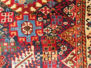 Antique Shekarlu Qashgai fragment amzing colors and wool size 90x45 cm Circa 1875                    