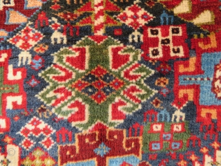 Antique Shekarlu Qashgai fragment amzing colors and wool size 90x45 cm Circa 1875                    