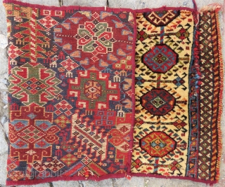 Antique Shekarlu Qashgai fragment amzing colors and wool size 90x45 cm Circa 1875                    