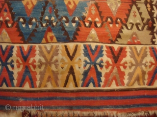 Antique Central Anatolian Kilim wonderful colours and  nice condition all orginal  it has some repair size:3,85 X 1,55 cm ( 5''1 X12''6 foot) circa 1880      