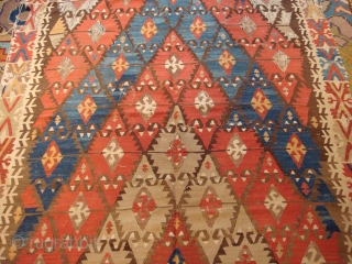 Antique Central Anatolian Kilim wonderful colours and  nice condition all orginal  it has some repair size:3,85 X 1,55 cm ( 5''1 X12''6 foot) circa 1880      