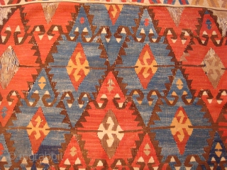 Antique Central Anatolian Kilim wonderful colours and  nice condition all orginal  it has some repair size:3,85 X 1,55 cm ( 5''1 X12''6 foot) circa 1880      